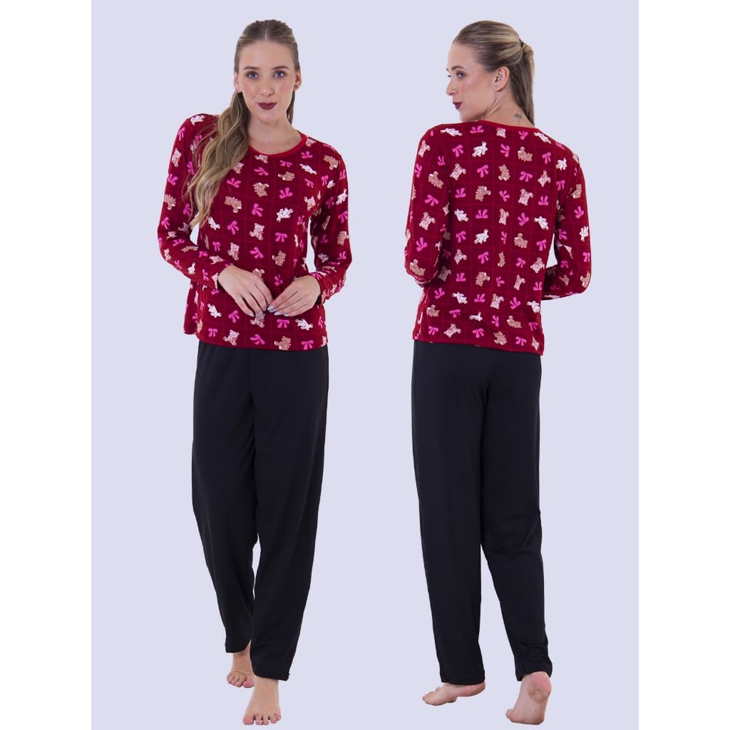 Pijama Feminino Sonho Manga Longa Suede Outono Inverno