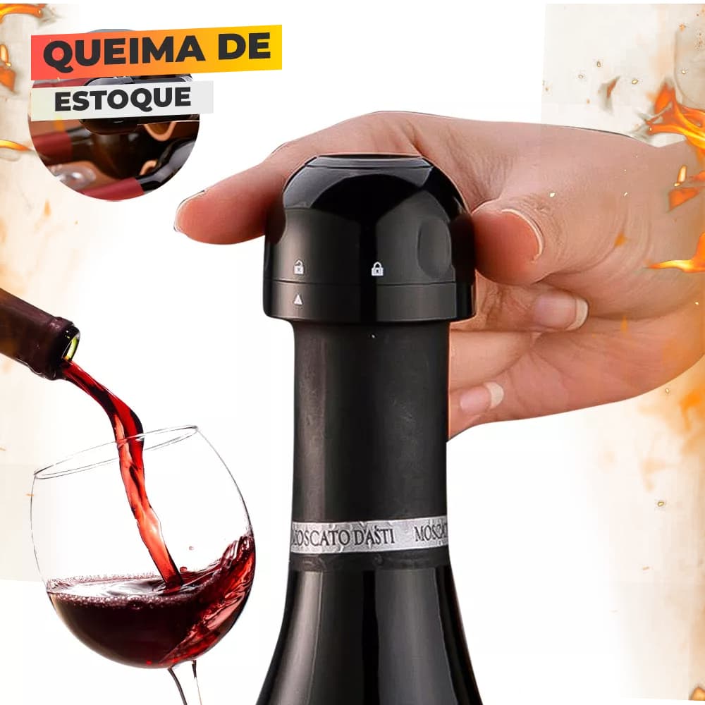 Tampa Seladora de Vinho - Preservação de Vácuo com Design Compacto e Bloqueio Giratório