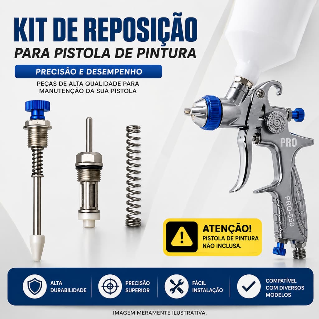 Kit de Reparo Regulador de Ar e Válvula Pistola de Pintura PDR PRO-530