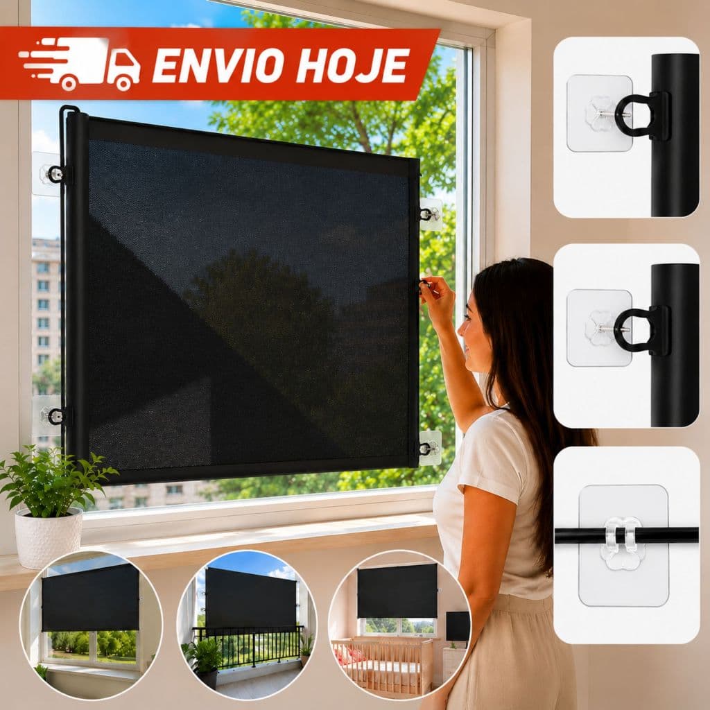 Quebra Sol Bloqueador Retrátil Para Janela Reduz Calor e Claridade Escritório Sala Anti Sol Instalação Sem Furos
