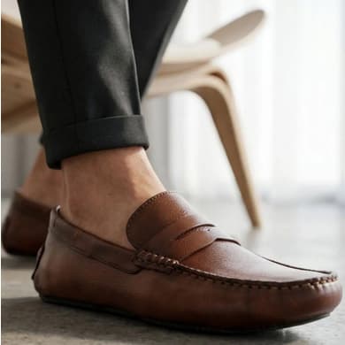 Mocassim Masculino Couro Legítimo Forrado Calce Fácil Premium Sapato Solado Drive Penny Lofer Casual Flexível Conforto