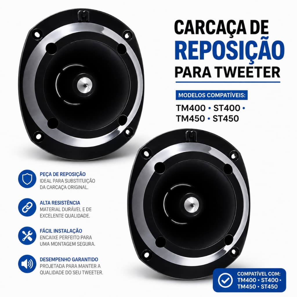 Kit 2 Carcaça Para Super Tweeter St400 Tm450 Tm400 Musicall Som Profissional Som Automotivo