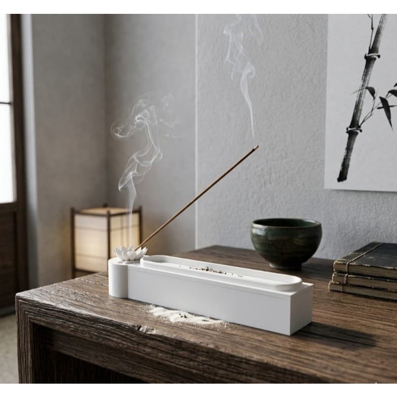 Porta Incenso Incensário Flor Lotus Zen Armazenagem Suporte Compartimento