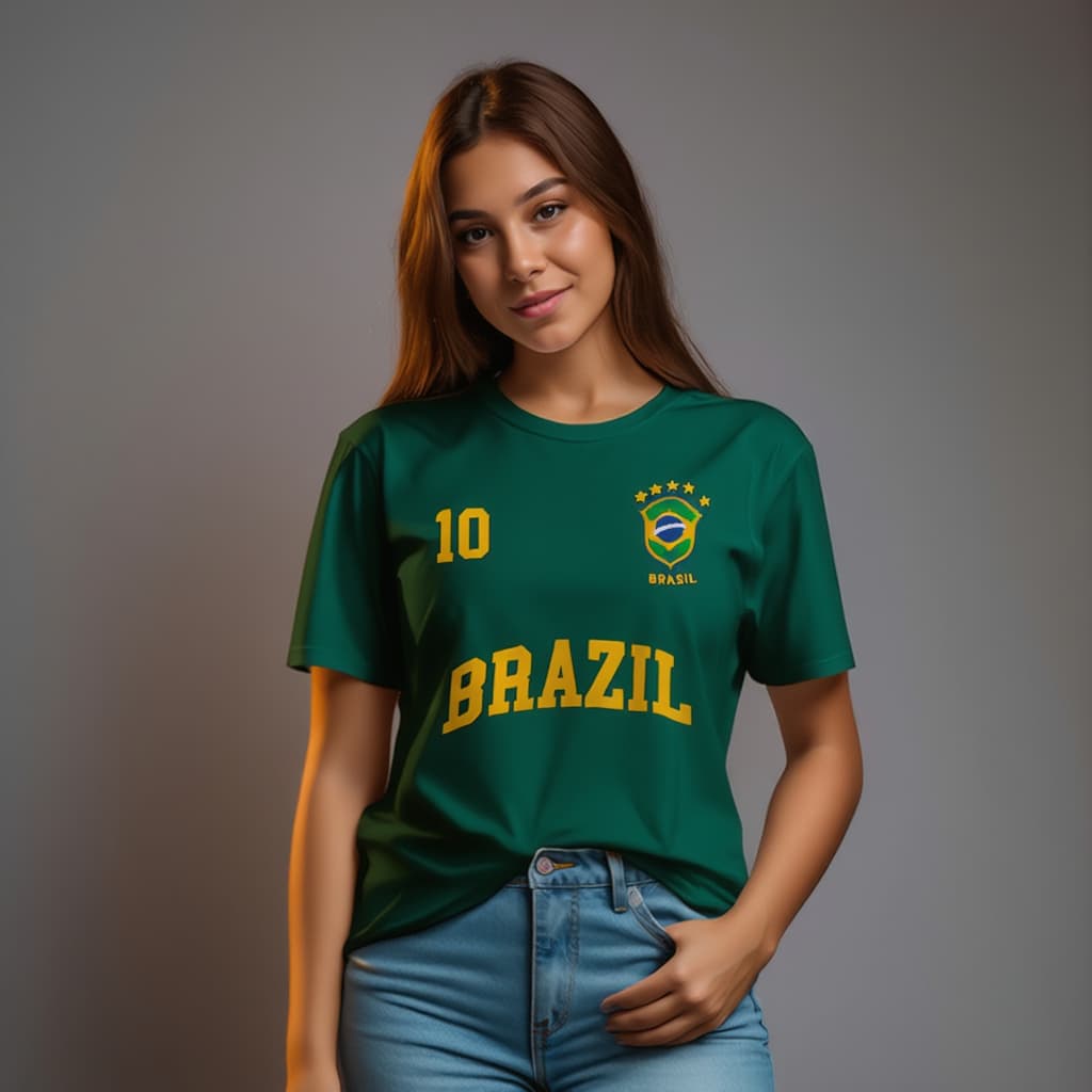 Blusa T-shirt Brasil Camiseta 100% Algodão Premium Camisa Feminina Casual Estilosa Confortável