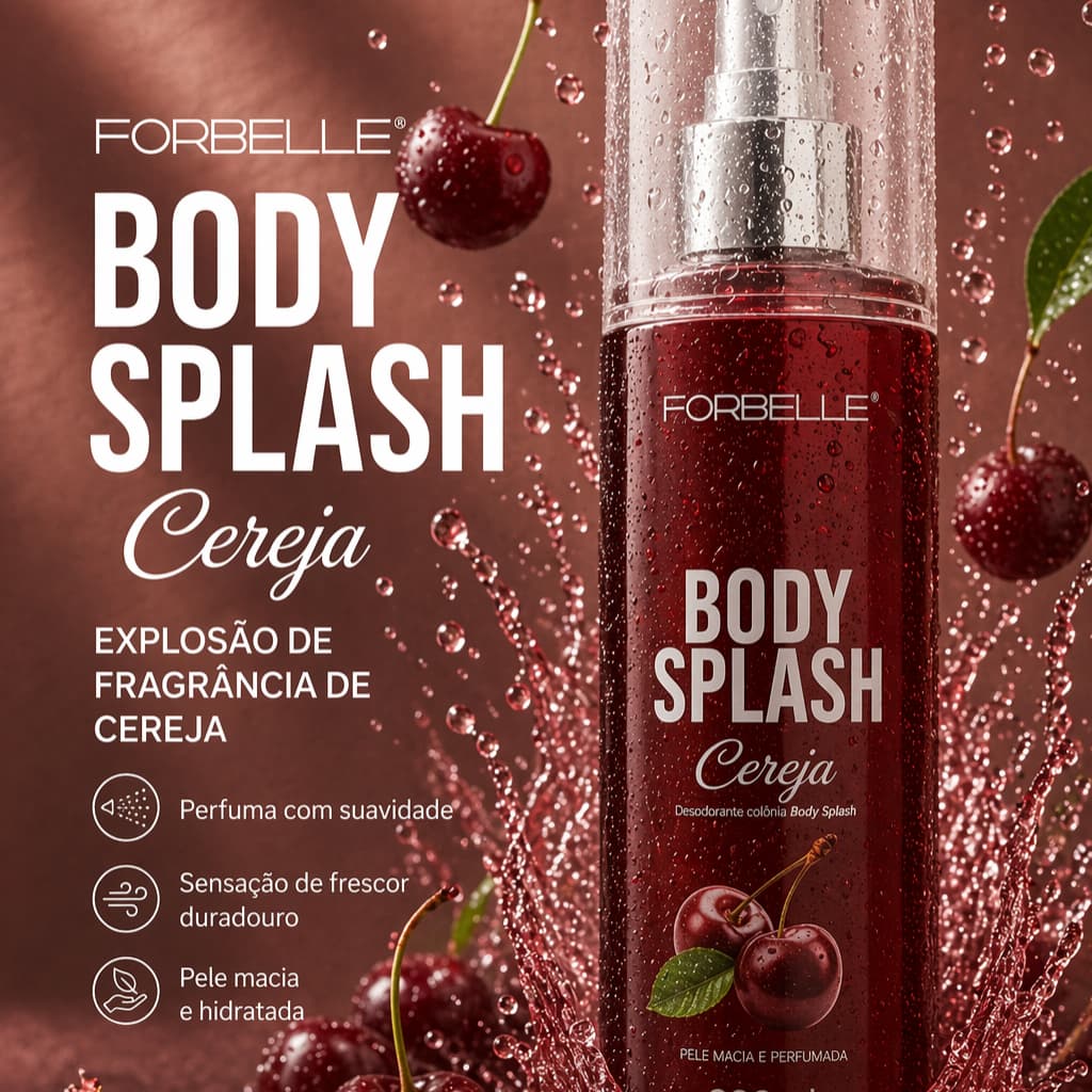 Body Splash Desodorante Colônia Cereja Forbelle 200ml