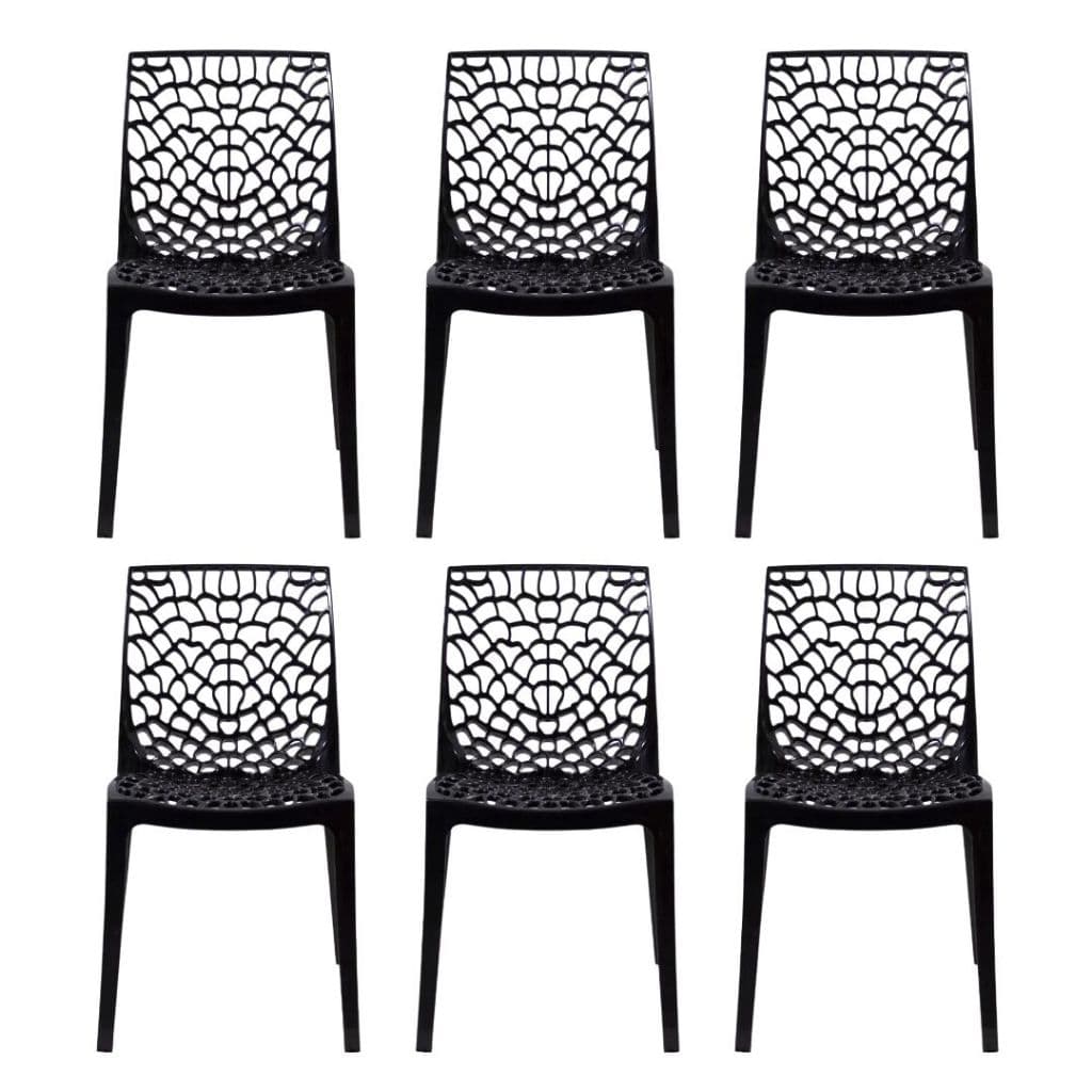 Conjunto 6 Cadeiras Gruvyer Sala Varanda Cor Preto