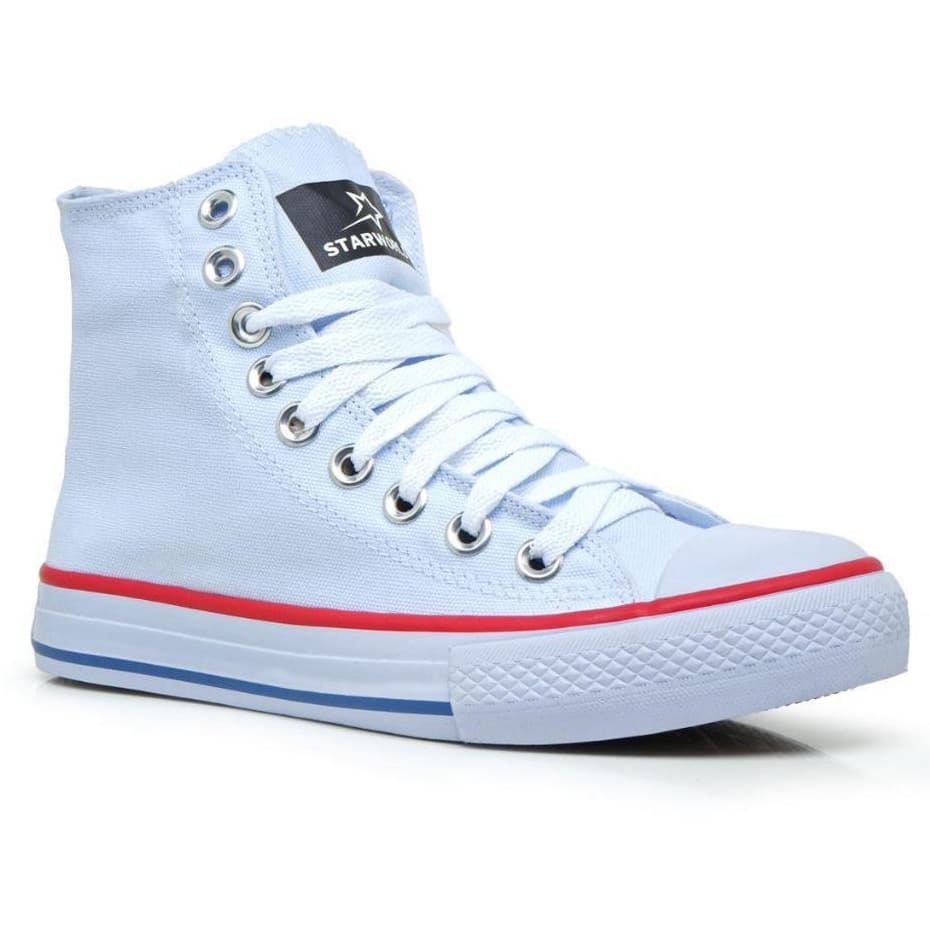 Tênis Cano Alto Feminino Masculino Lona Unissex Star world All Confortável Preto Branco Casual
