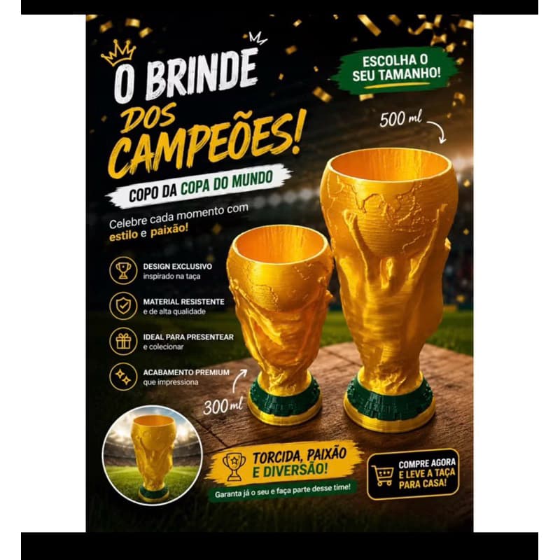 copo taça copa mundo 500 ml