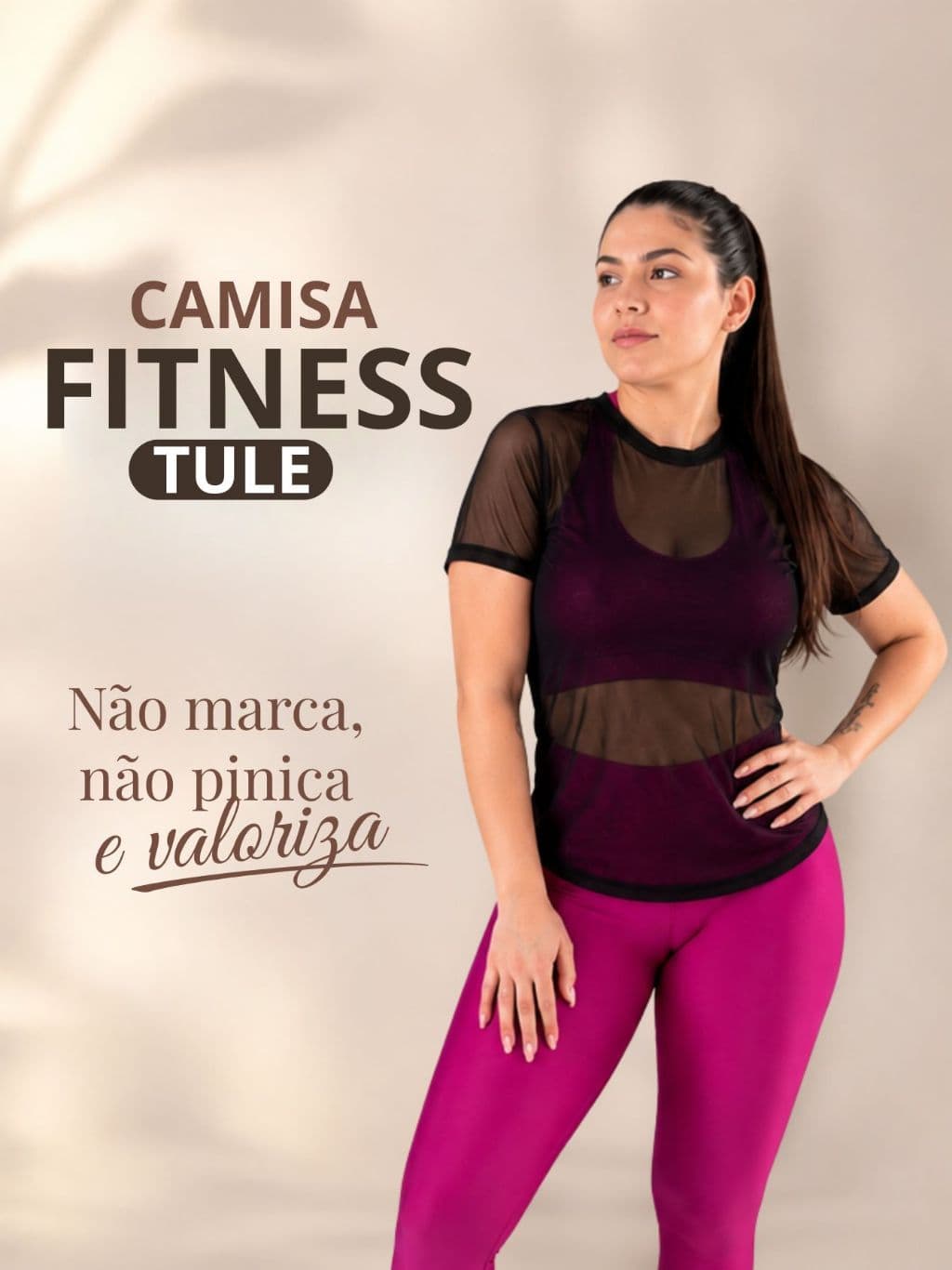 Blusa de academia fitness tule feminina