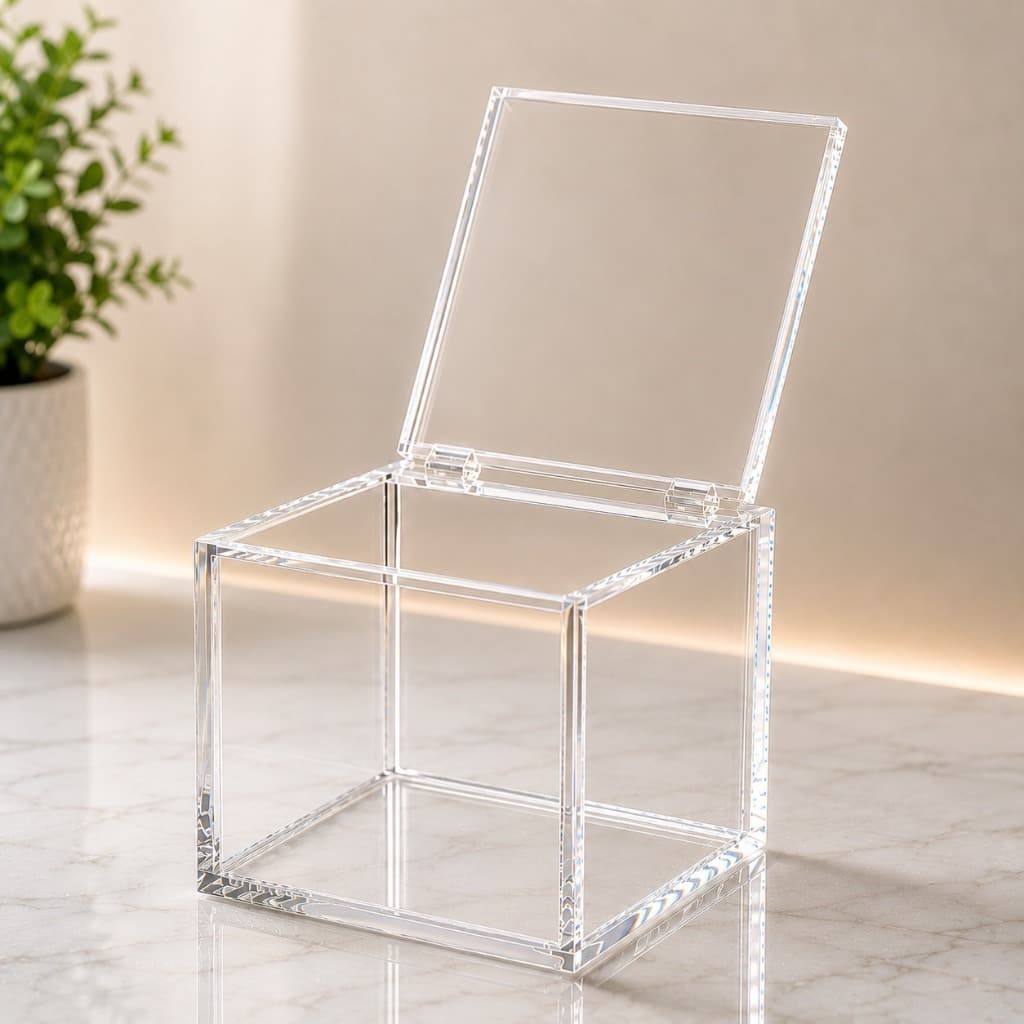 Cubo Organizador em Acrílico com Tampa Transparente Decorativa