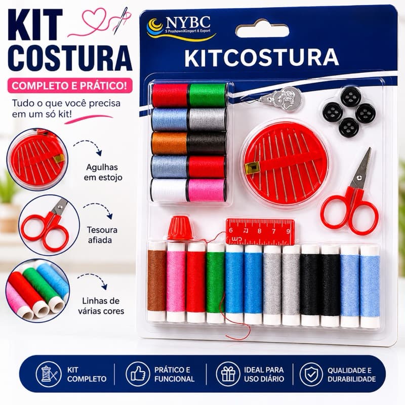 Kit de costura completo com 31pç cores sortidas