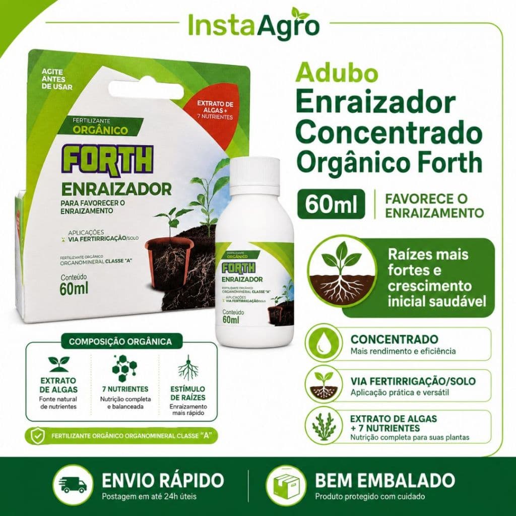 Adubo Fertilizante Forth Enraizador 60ml Concentrado Orgânico Para Mudas Raízes Fortes Rende 12L