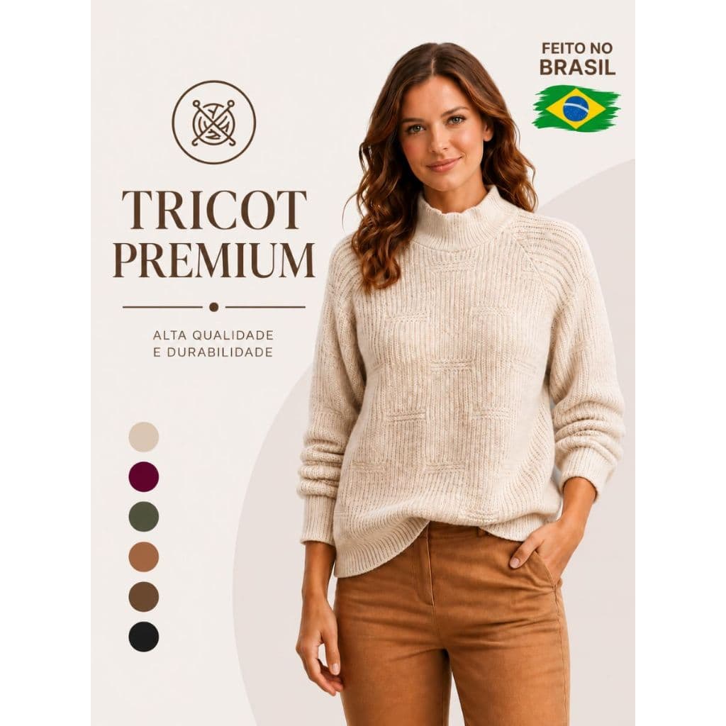 Suéter Feminino Tricô Ponto Pérola 100% FIO PLUMA Tricot