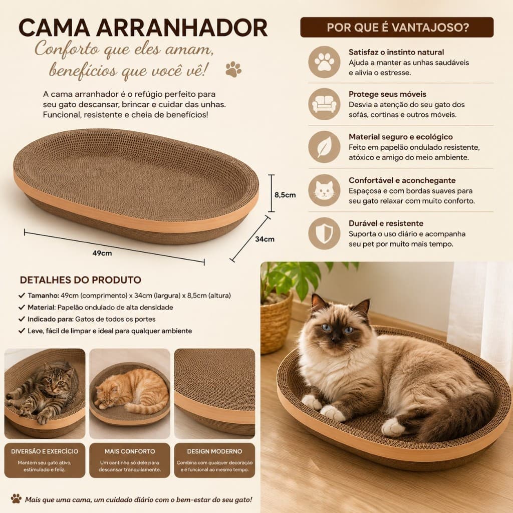 Arranhador de Papelão Cama Pet | Acessórios Ondulado Para Gatos |