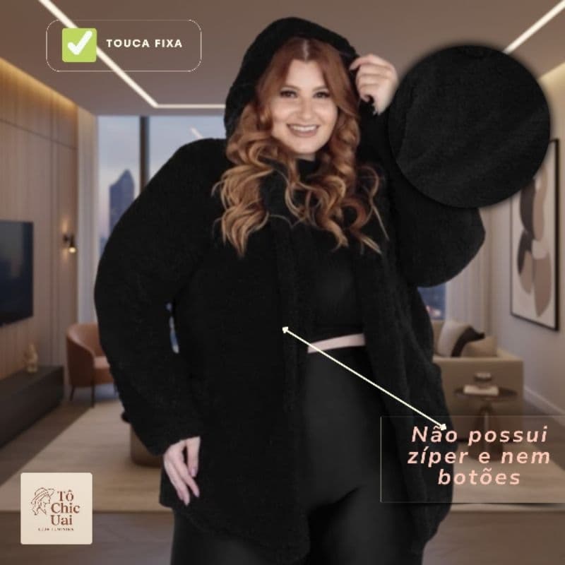 Casaco  Feminino  Peluciado  Plus Size Inverno Quentinho  Elegante  G1