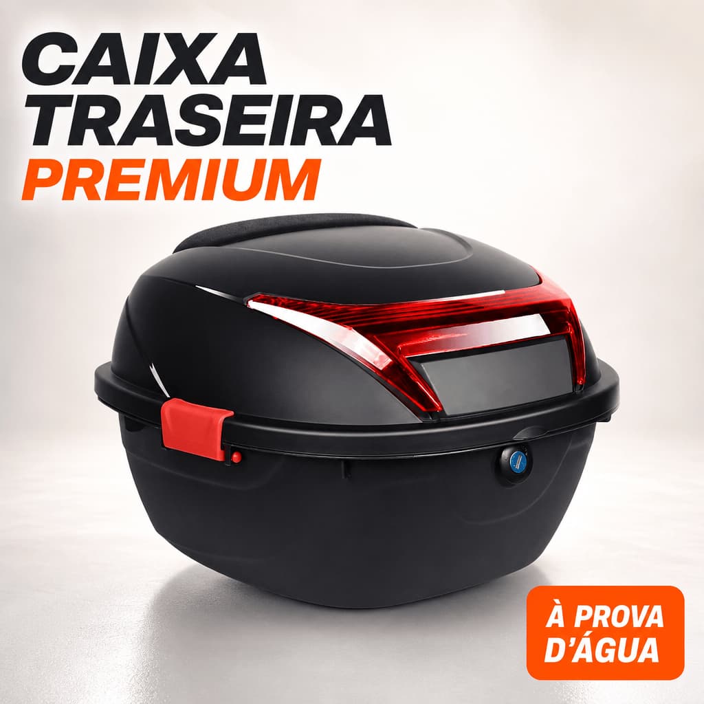 Caixa Traseira de Moto 35L - À Prova D'Água, Design Aerodinâmico, Fechadura com Chave, Suporte Metálico