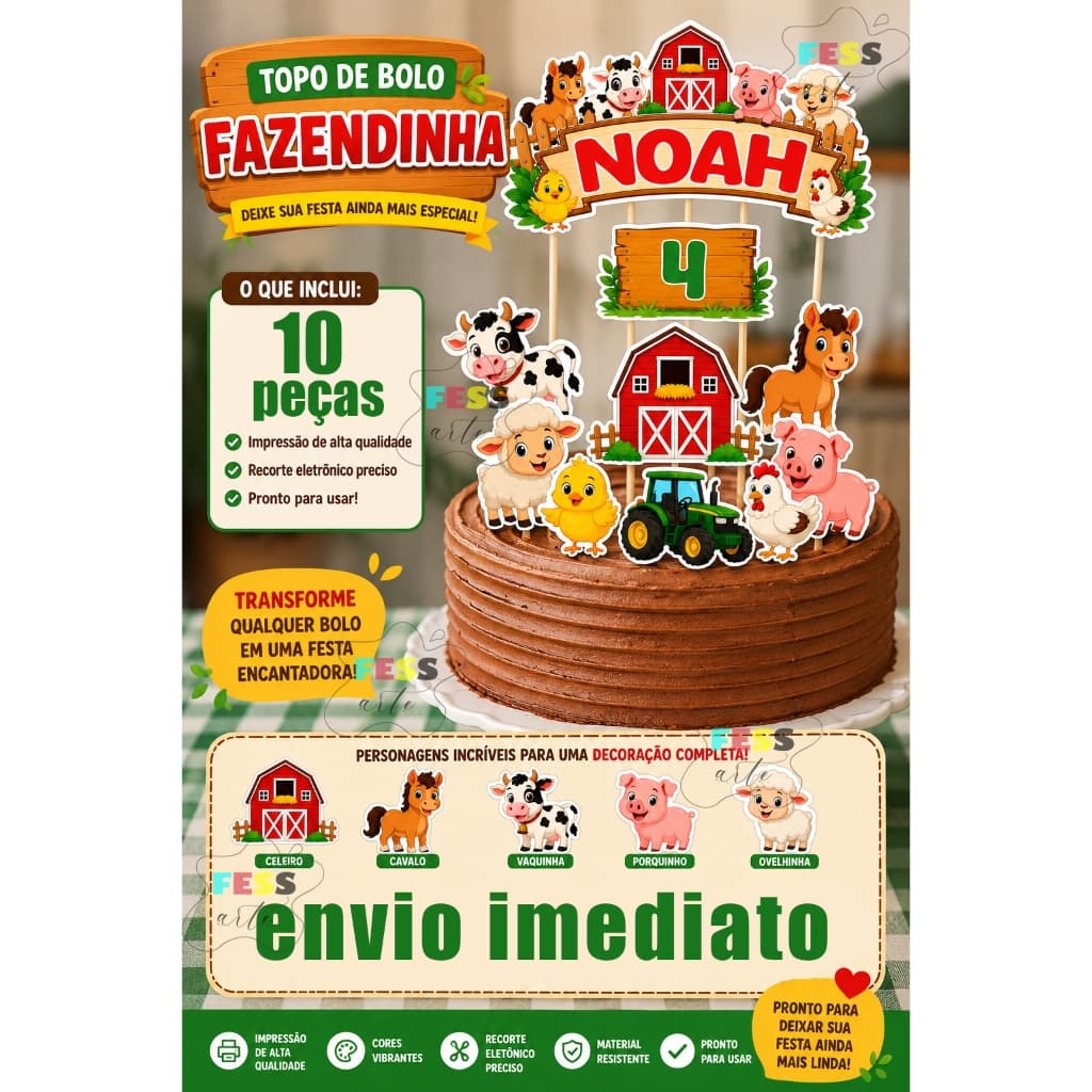 topo de bolo fazendinha safari jardim encantado mesversário personalizado nome e idade decoração