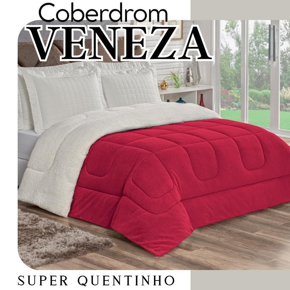 Coberdrom Veneza Casal Queen King Dupla Face Com Sherpa Alasca TESTE