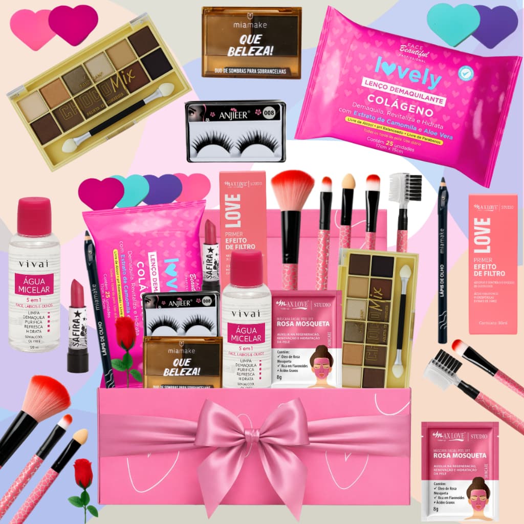Caixa De Maquiagem Kit Completo Lindo Essencial Exclusivo Top Sombras
