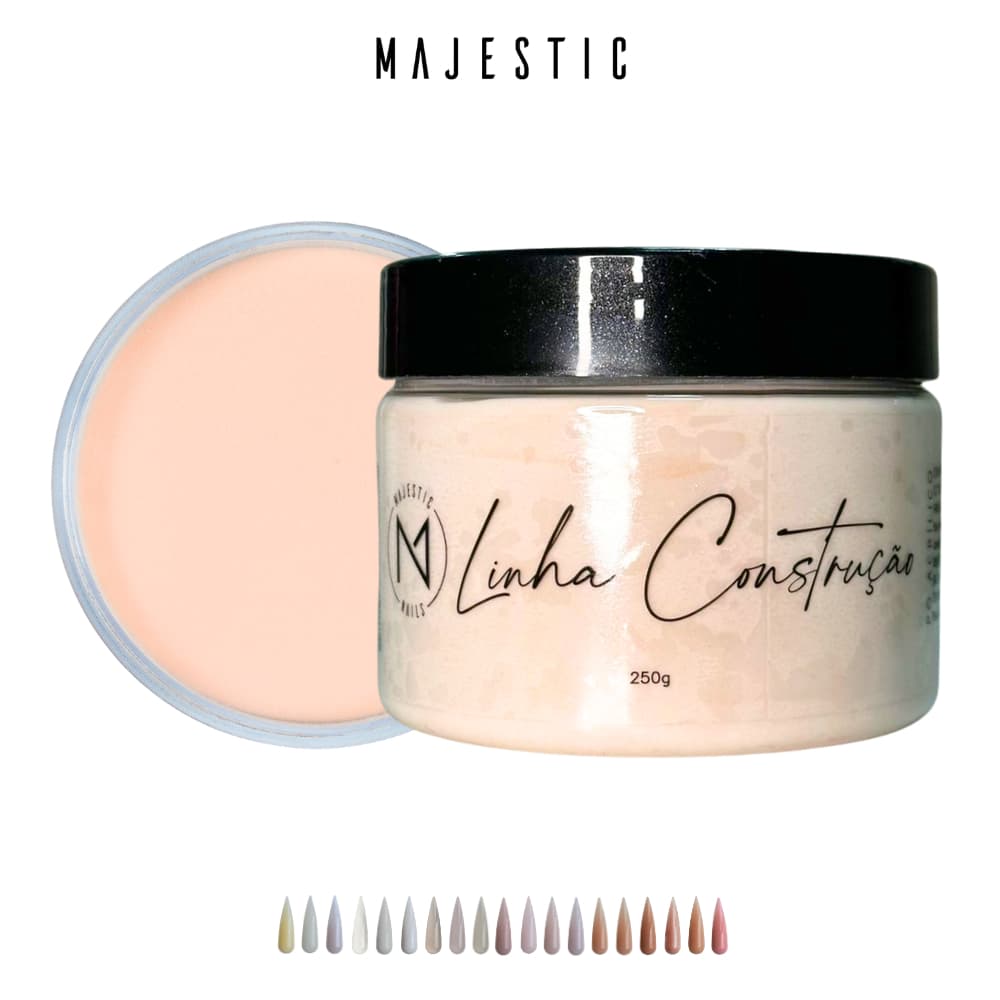 Pó acrílico LINHA COSNTRUÇÃO 250g (Branco Nude Rosa Rosê) Alongamento Majestic Nails