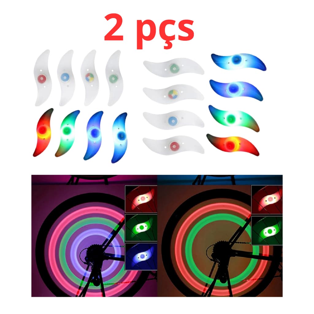 Luzes Led De Roda De Bike Par De Luz Led Raio Roda Bicicleta
