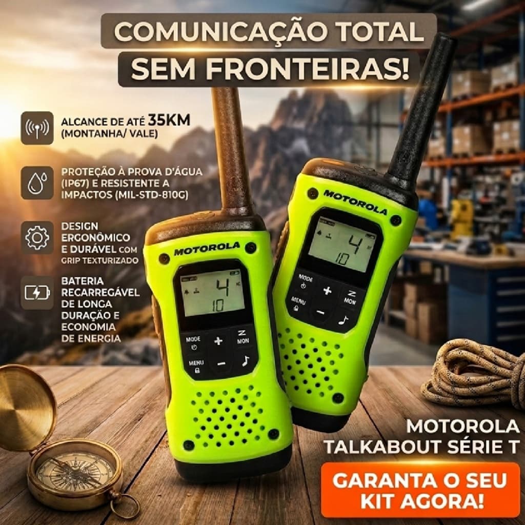 Kit Rádio Comunicador Motorola Talkabout T600BR IP67 Longa Distância Walkie Talkie Aventura