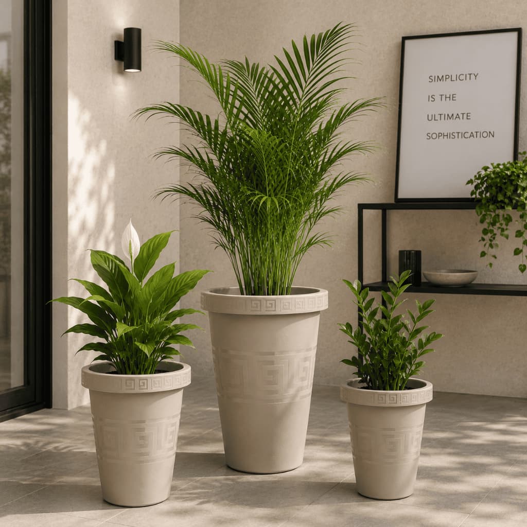 3 Vasos Para Plantas Grego Coluna Alto Decoração Casa Jardim