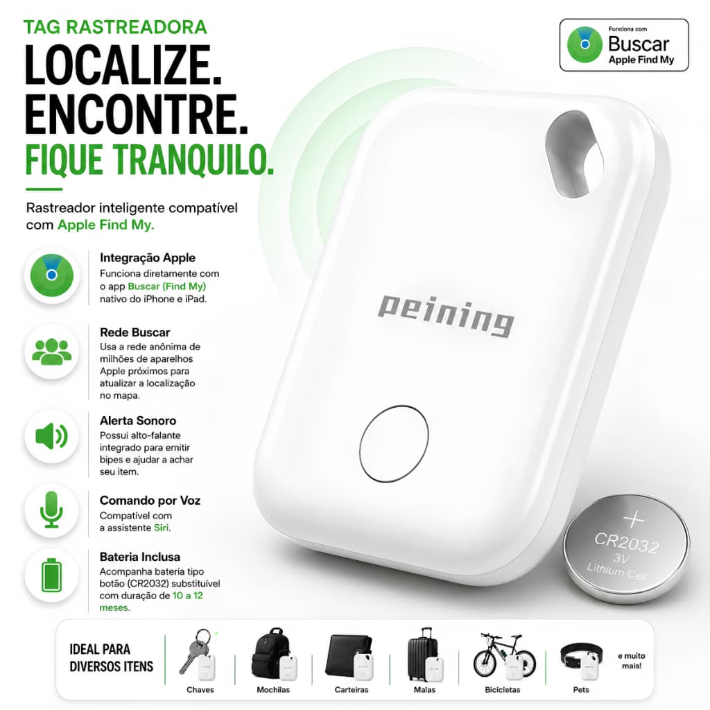 Mini Localizador Rastreador Tag Compatível Com Ios Branco
