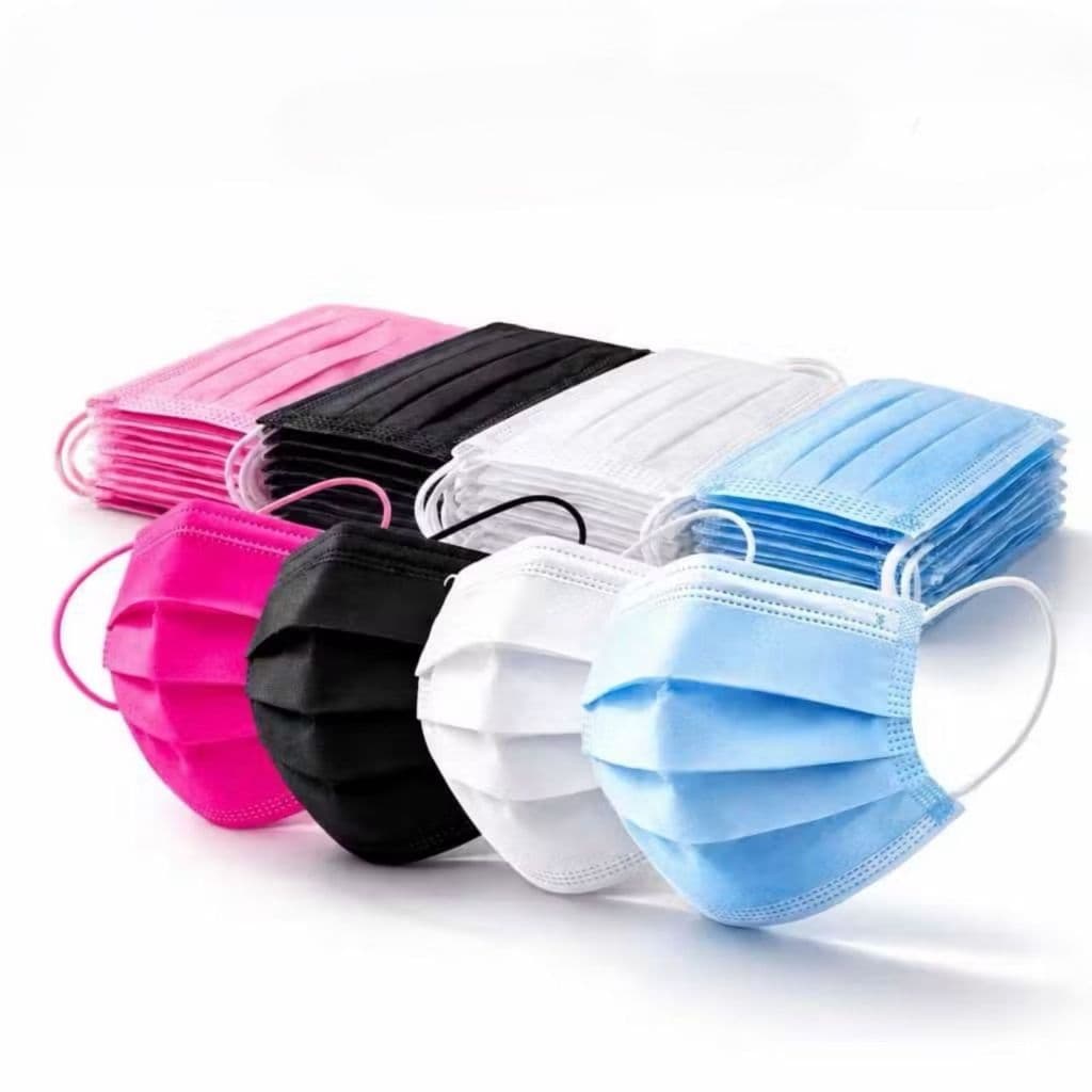 Kit 50 Mascaras Descartável Varias Cores Com clip Nasal