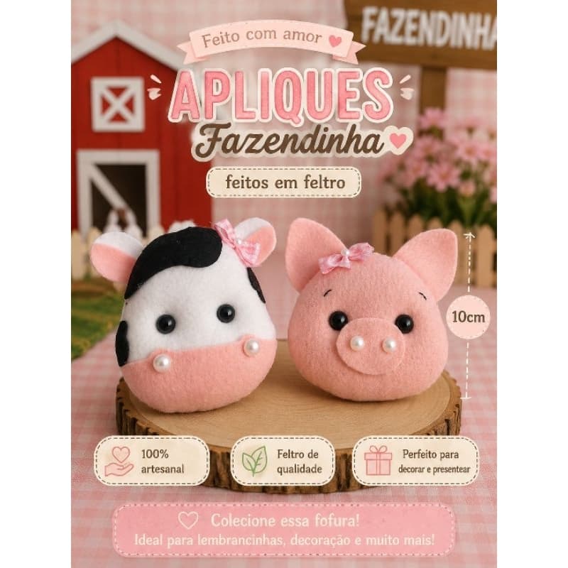 Aplique Fazendinha 10cm - Porquinha, Festa infantil, Decoração