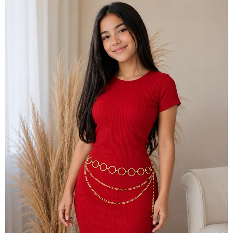 Cinto de Corrente Infantil Menina Moda Kids Delicado Prata e Dourado - Sarinha