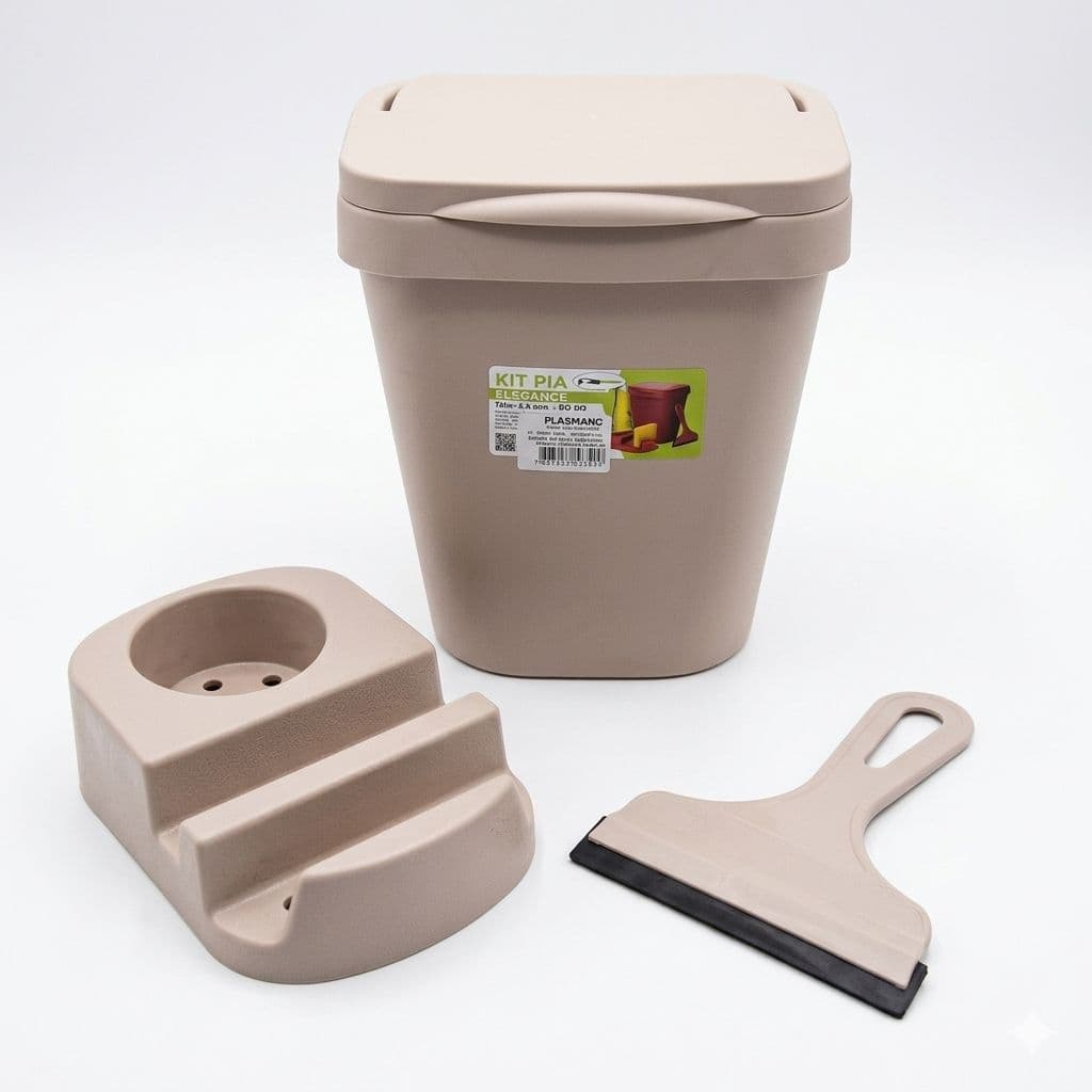 kit pia de cozinha 3 peças(Lixeira, Porta Detergente/esponja e rodo- plástico/ kit organização fácil