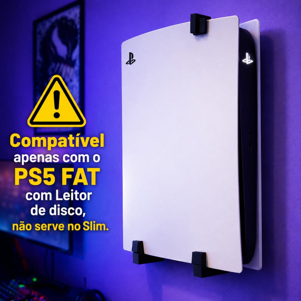 Suporte de Parede PS5 APENAS MODELO FAT Resistente | Setup Gamer Premium, Design Clean e Fácil Instalação
