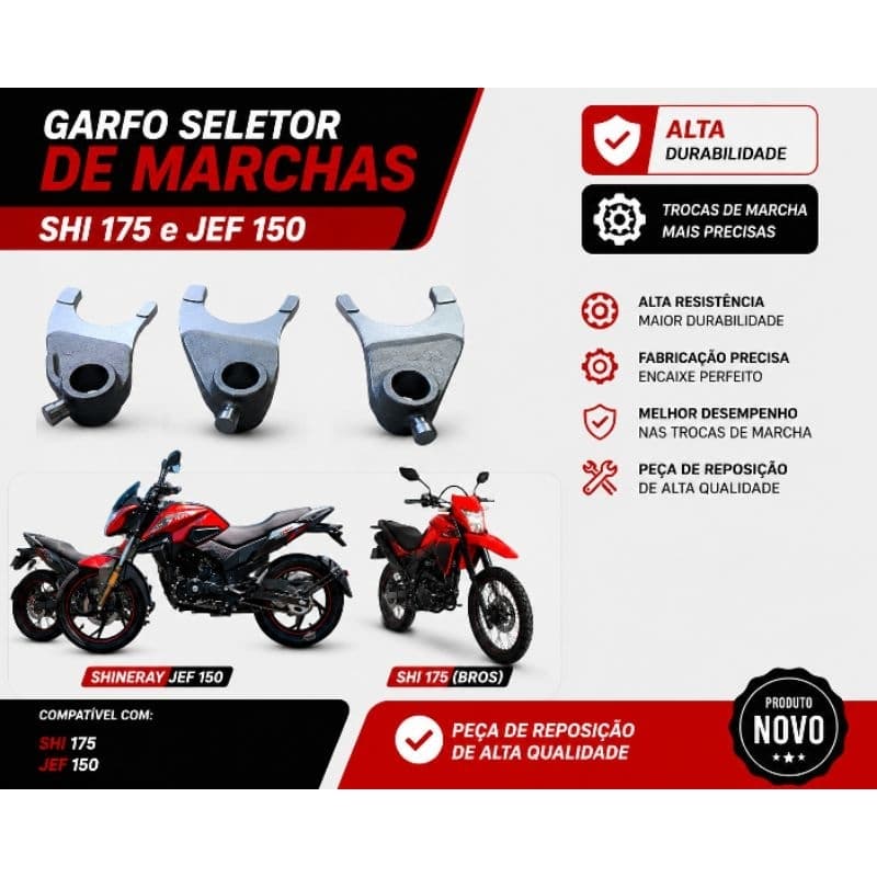 Garfo Seletor de marcha Shineray SHI 175 Jef 150