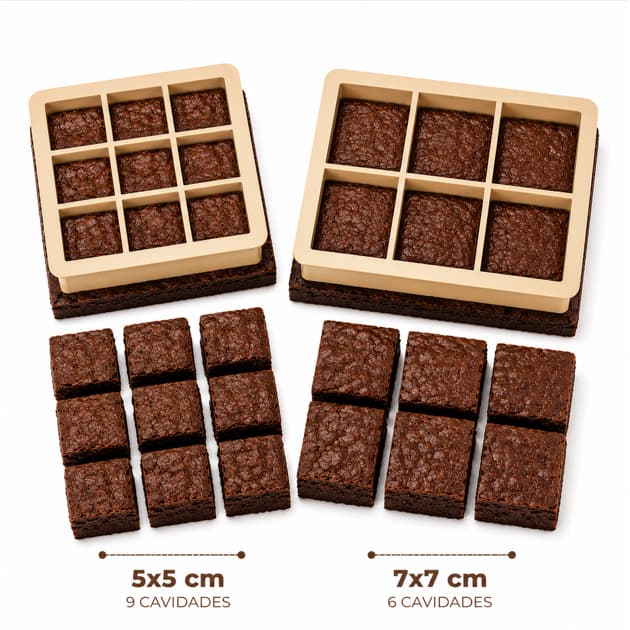 Cortador Brownie Kit 5x5CM E 7x7CM Corte Uniforme Profissional Com Cortes Iguais Sempre