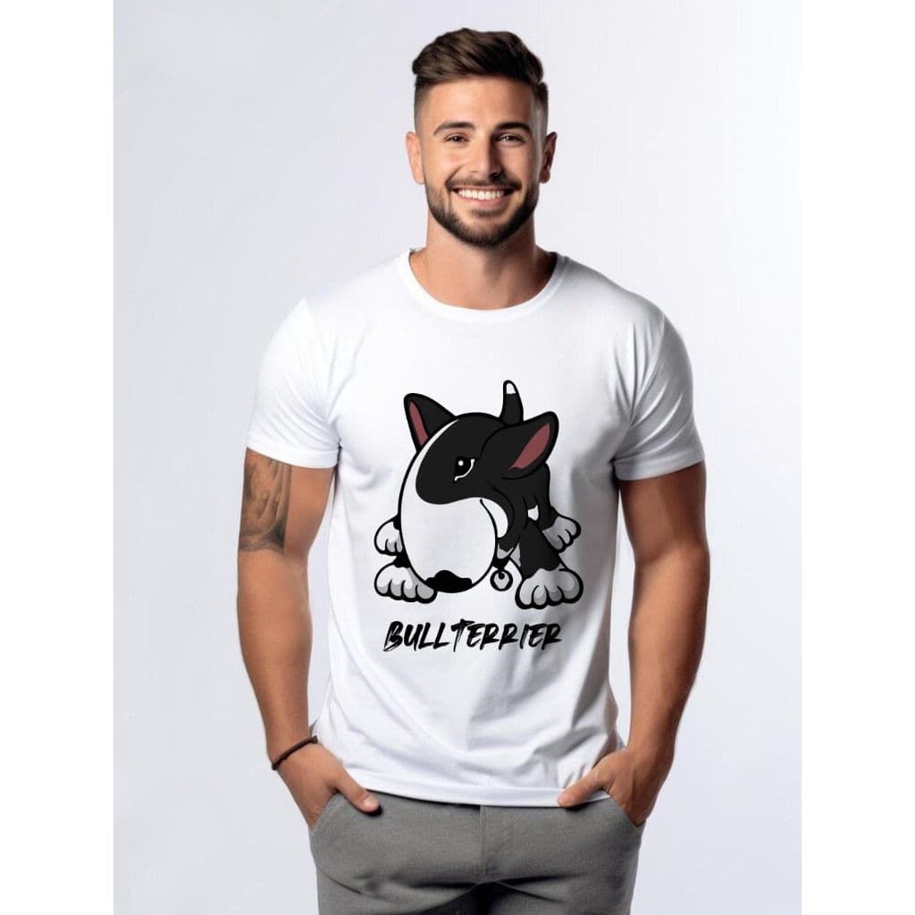 Camiseta Cachorro Bullterrier Raça Cut Masculina Feminina Dog Cão Bull Terrier Preto 100% Algodão