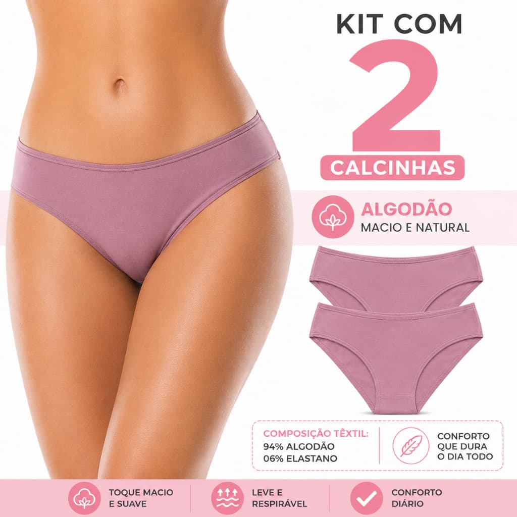 Kit 2 Calcinhas Biquini Algodão Premium Keeper