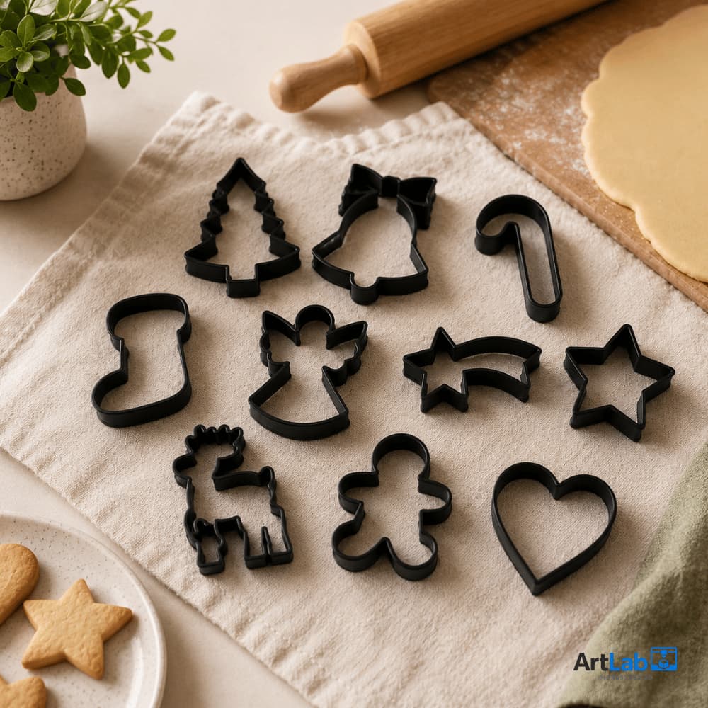 Kit 10 ou 5 Cortadores de Biscoito Natalino 3D Forminhas para Biscoitos, Pasta Americana, Fondant e Massas