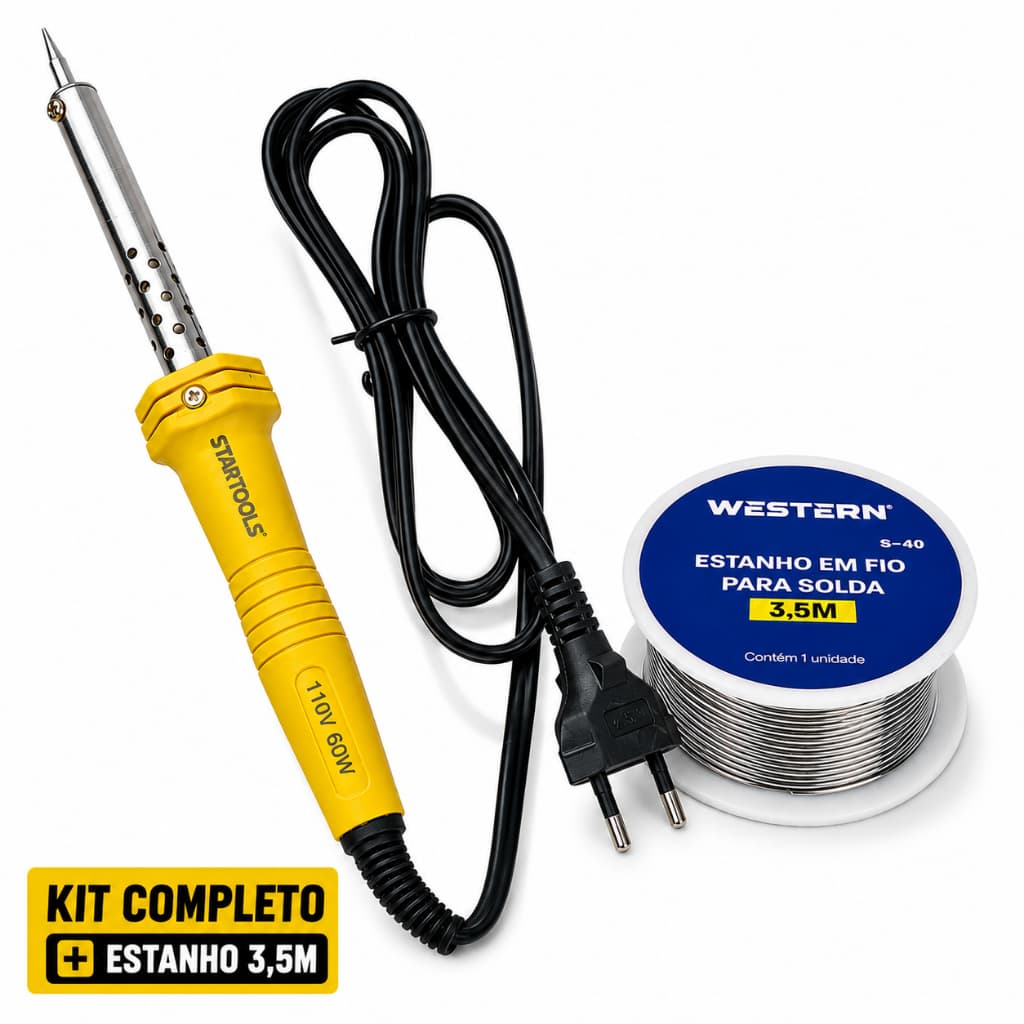 Ferro De Solda 60W 110V Com Estanho 3,5M Soldagem Eletrônica Reparo