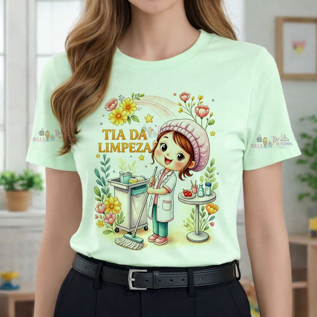 Blusa Tshirt Feminina TIA DA LIMPEZA blusa personalizada Profissão Cuidadora Moda feminina Plus size