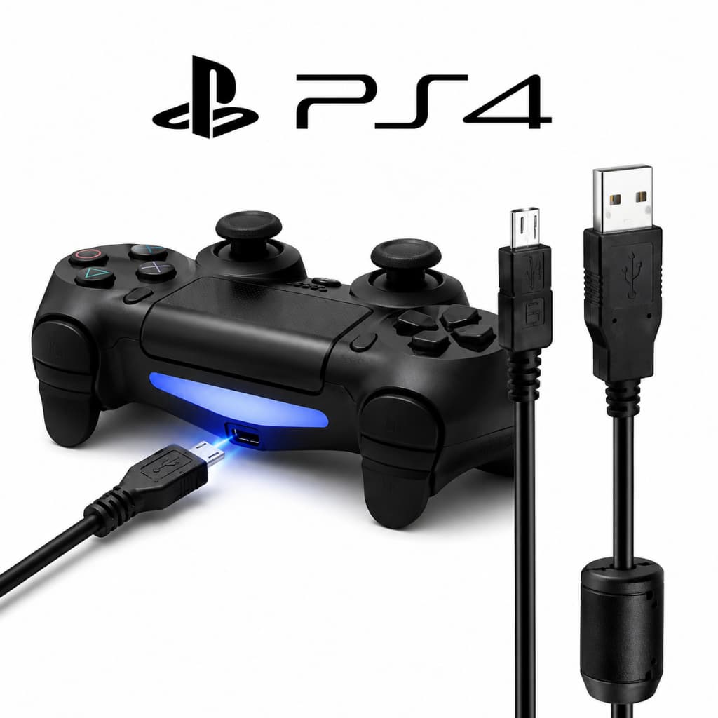 Cabo Carregador Controle PS4 PlayStation 4 Micro USB V8 1,8m Com Filtro