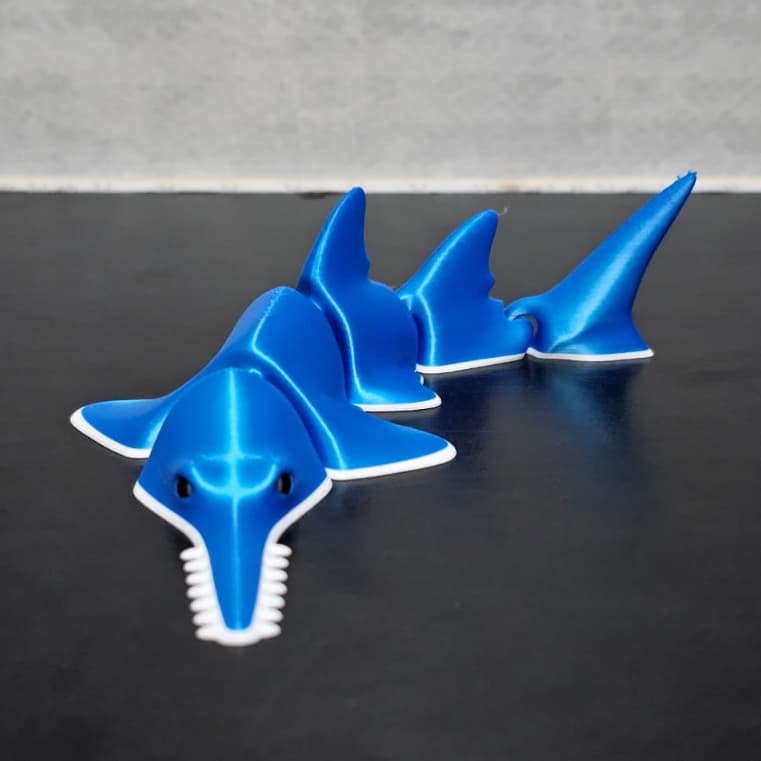Tubarão Serrote Articulado 3D |17cm | Impressão 3D |Animal Flexível | Decoração | Presente Criativo