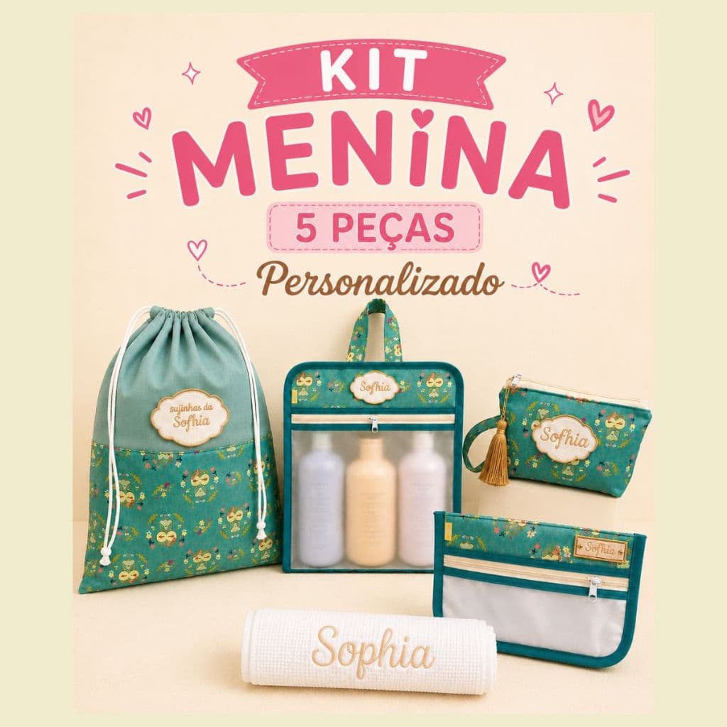 Organizador- 4 peças luxo- escola/creche-  personalizado com nome