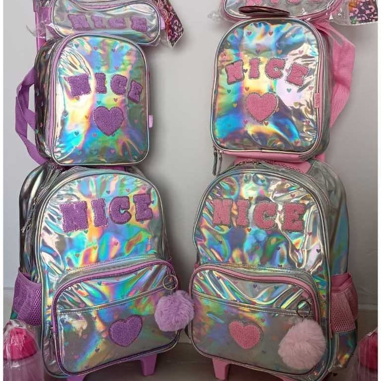 KIT INFANTIL MENINA - MOCHILA E KIT NICE - MOCHILA RODINHA/LANCHEIRA/ESTOJO/GARRAFINHA