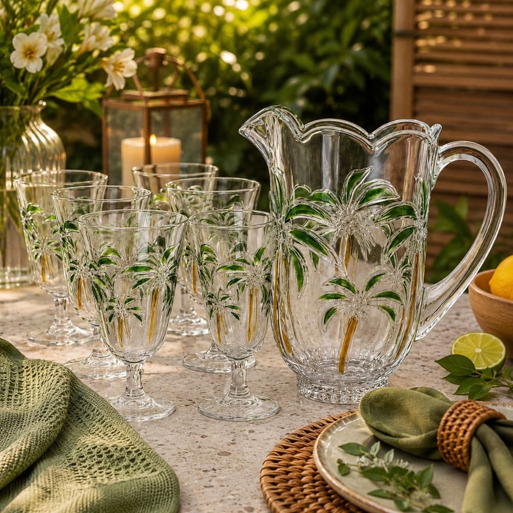 Conjunto Taças Cristal Palmer Jarra Vidro 1500ml Design Elegante Durabilidade