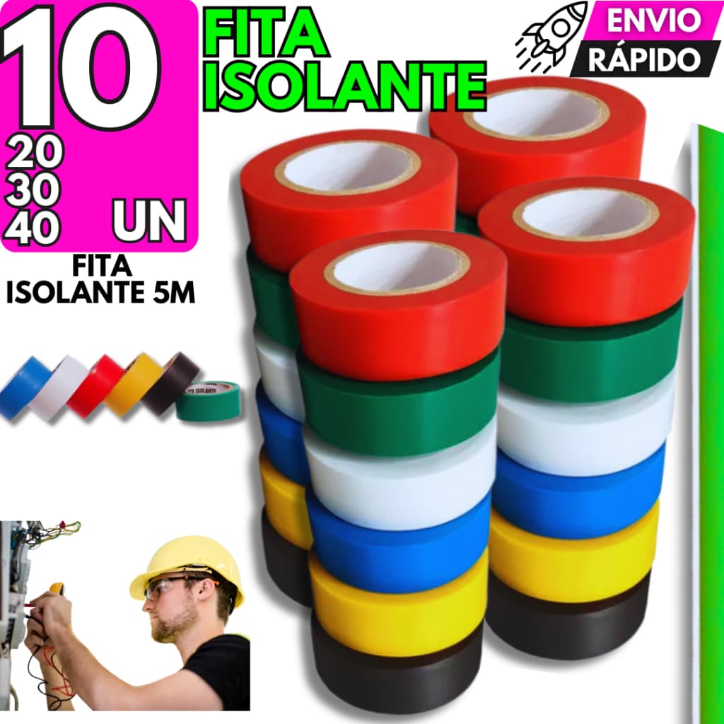 10/40/30/20 Fita Isolante Colorida Antichama Adesiva Fio Isolamento Construção Reparo Eletrica