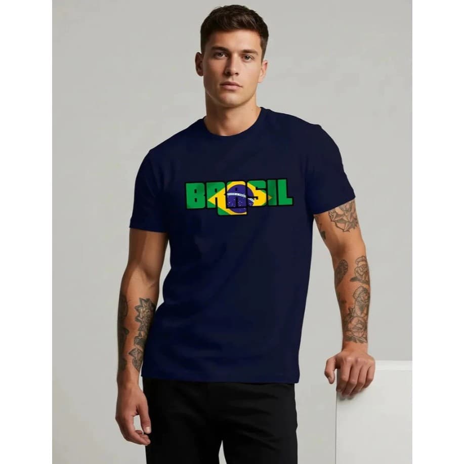 Camiseta Algodão Premium Padrão Shopping Brasil Nome Color P ao GG Envio Rápido Frete Grátis