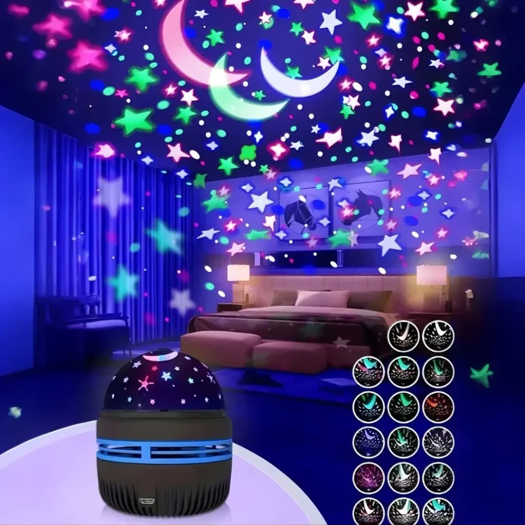 Luz De Projeção USB Multifuncional-Efeito Aurora E Starry Sky