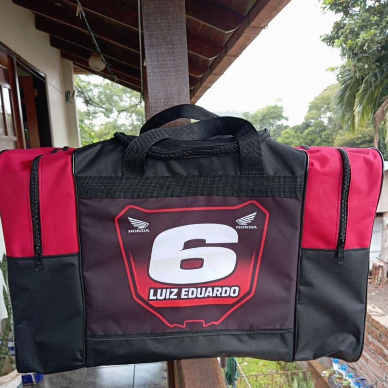 bolsa equipamentos motocross com nome do piloto, manda logo o seu nome e número