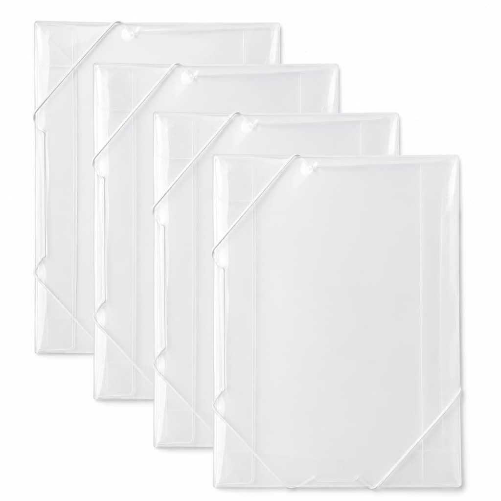 KIT 4 Pasta Polibras Com Aba Elástica Soft Ofício Fina Organizadora Escritório Escolar Qualidade